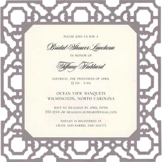 Grey Filigree Die-cut Frame Invitations